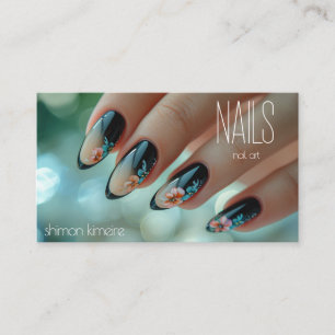 Trendig nagelfloral konst manikyrist lojalitet  visitkort