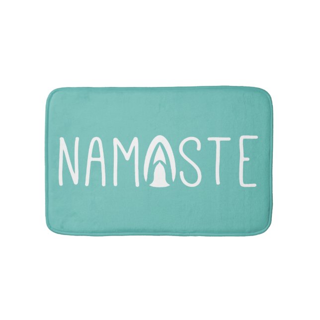Trendig Namaste Yoga Grön och Vit Badrumsmatta (Framsidan)