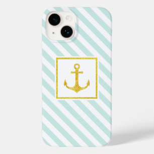 Trendig Nautical Rand Faux Glitter Anchor Fodral-M