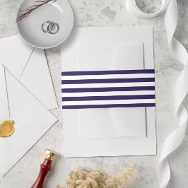 Trendig Nautisk marin Blue & White Rand Bröllop Band För Inbjudningskort