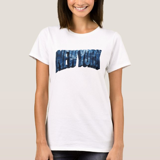 Trendig Navy NEW YORK-skrivning T Shirt (Framsida)