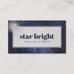 Trendig Navy & Silver Night Himmel Professionell Visitkort