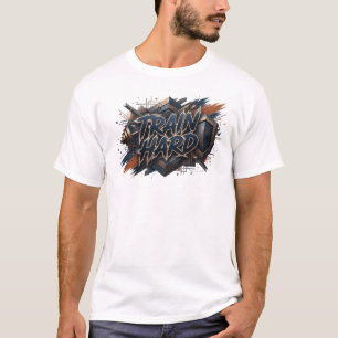 Trendig Navy TRAIN HARD Slogan T-shirt