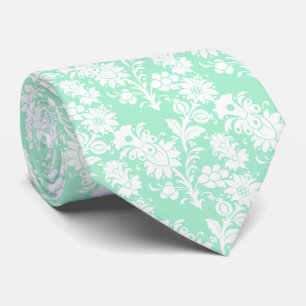 Trendig Neo Mint Blommig Mönster Bröllop Groomsmen Slips