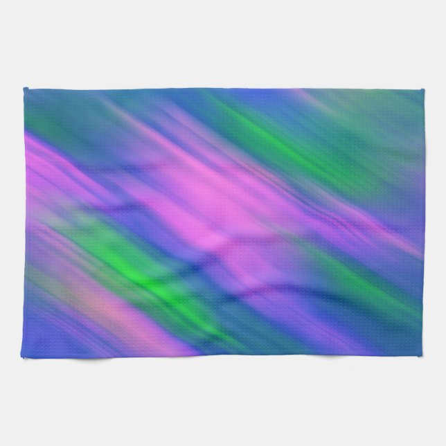 Trendig Neon Bright Blue grönt rosa Abstrakt Kökshandduk (Horisontell)