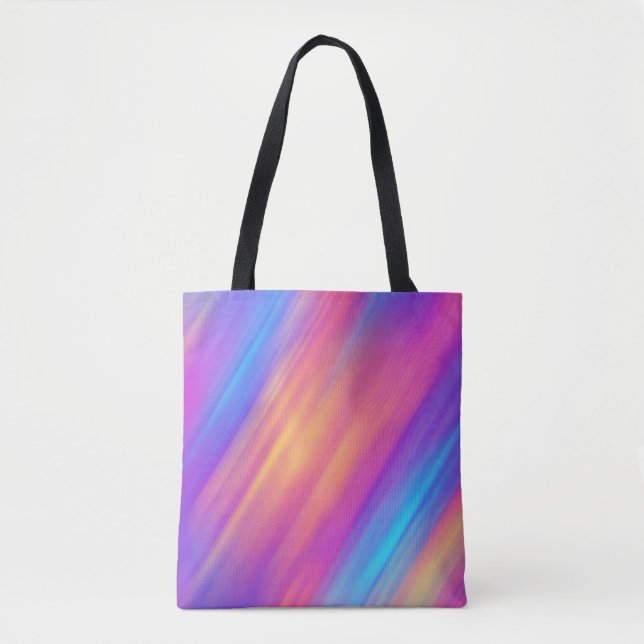 Trendig Neon Bright Blue Rosa Gult Abstrakt Tygkasse (Framsida)