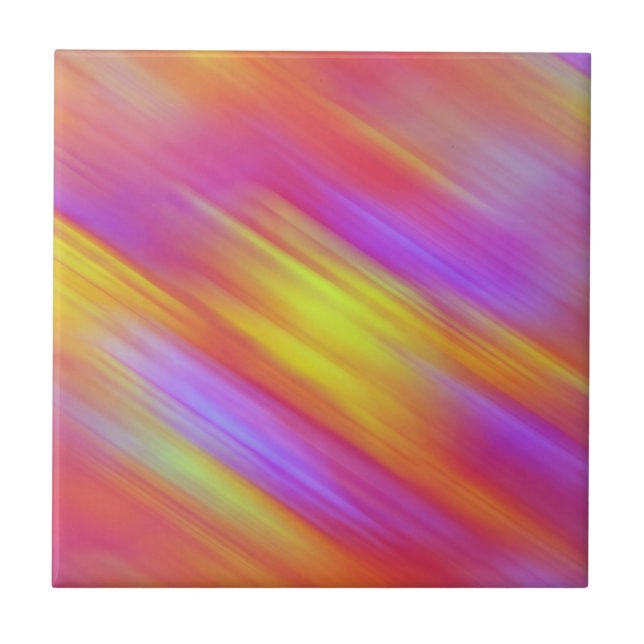 Trendig Neon Bright Red Rosa Gult Abstrakt Kakelplatta (Framsidan)