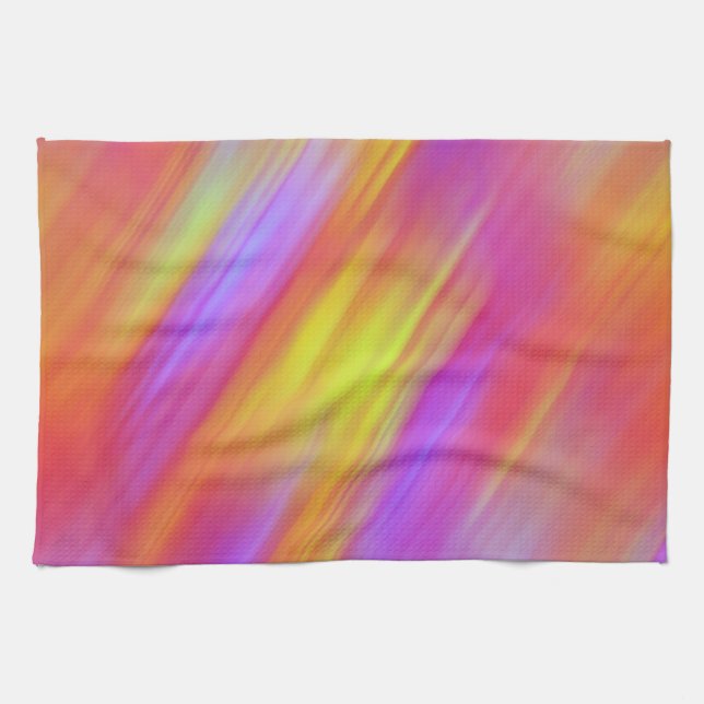 Trendig Neon Bright Red Rosa Gult Abstrakt Kökshandduk (Horisontell)