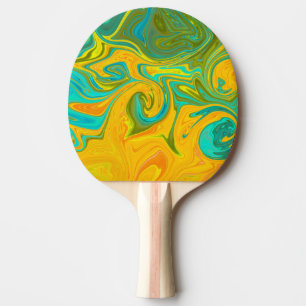 Trendig neon gul orange grön abstrakt virvel pingisracket