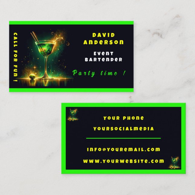 Trendig Neon Party Personlig Professionell  Visitkort (Fram/baksida)