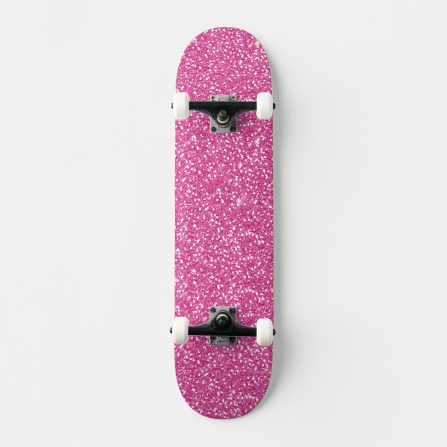 Trendig Neon Shock rosa Glitter Skateboard Bräda 20,5 Cm (Framsida)