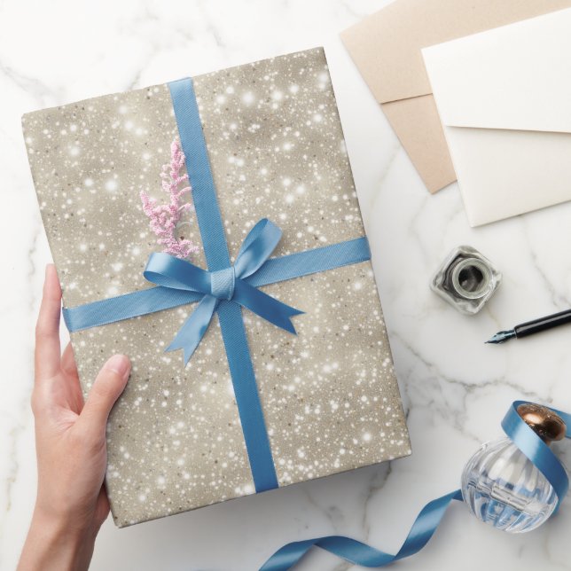 Trendig neutral beige fin krämglittermönster presentpapper (Gifting)