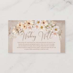 Trendig neutralt wildblommor boho arch Wishing wel Tilläggskort