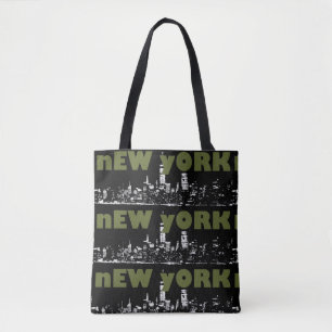 Trendig New York City NYC Nattlig Stadssiluett Tygkasse