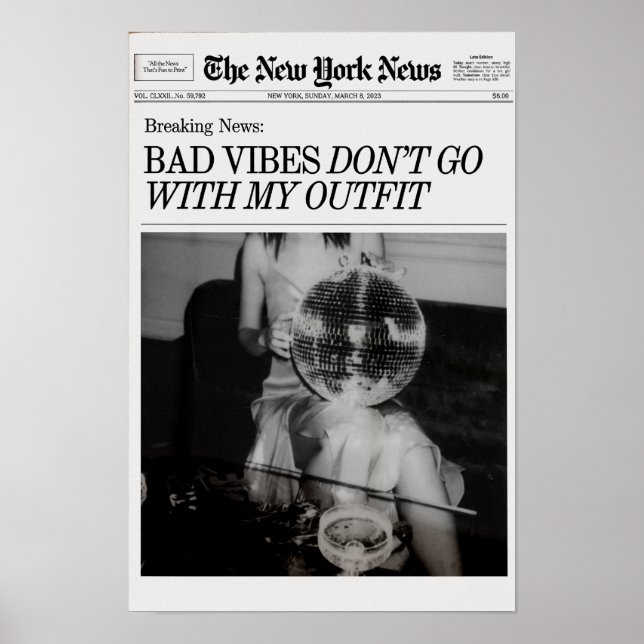 Trendig Newspaper Print, New York Magazine Print Poster (Framsidan)