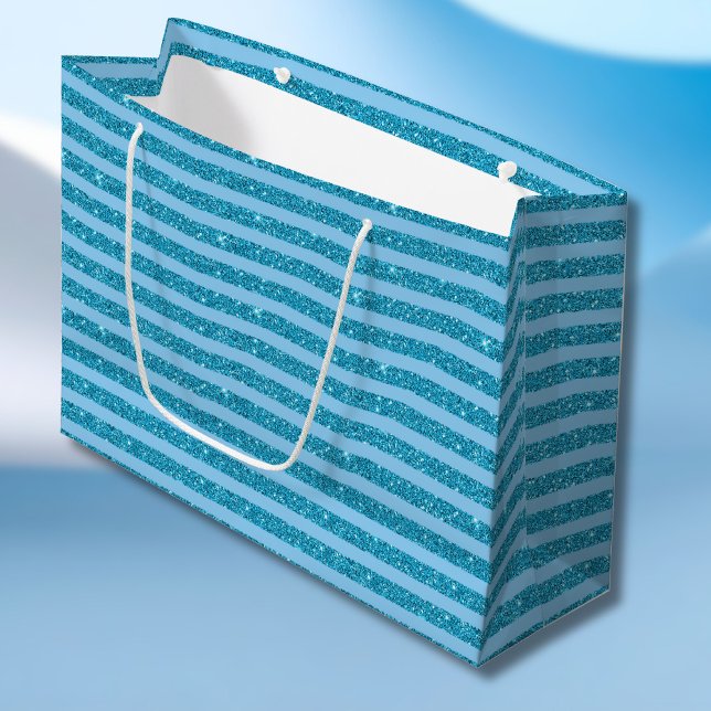 Trendig Oceanblå Glitter Stil Horisontella Ränder (Skapare uppladdad)