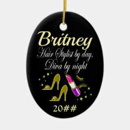 TRENDIG- OCH CHIC-PERSONLIGENS HÅLLSSTYLIST JULGRANSPRYDNAD KERAMIK