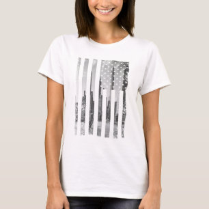 Trendig och Coola Distress Cityscape American flag T-shirt
