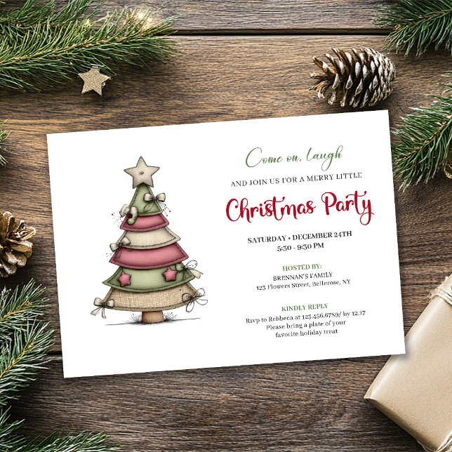 Trendig och excentrisk julgrans firande av högtide inbjudningar (Chic Quirky Christmas Tree Holiday Party Invite)