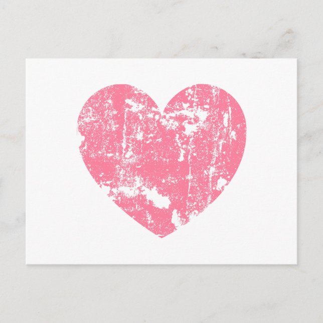 Trendig och Modern Rosa Grunge Heart V01 Vykort (Framsida)