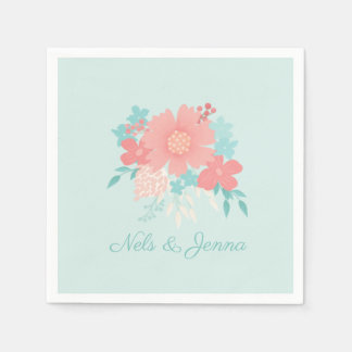 Trendig och vacker blommigt pappersservett