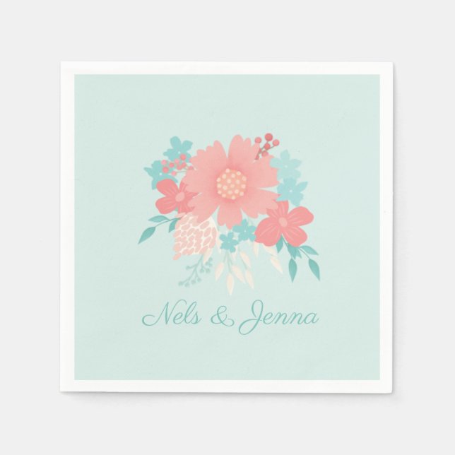 Trendig och vacker blommigt pappersservett (Framsidan)