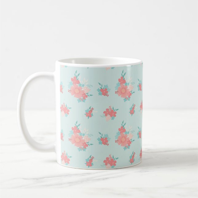 Trendig och vacker blomsterdesign kaffemugg (Vänster)