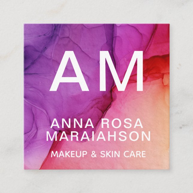*~* Trendig Ombre Abstrakt Artsy QR LOGOTYP PHOTO Fyrkantigt Visitkort (Framsida)