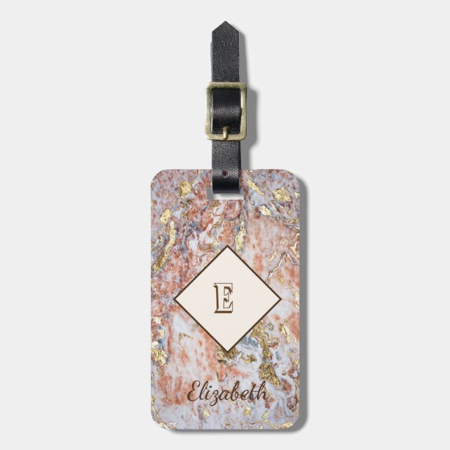 Trendig Ombre Marmor, Monogram-Personlig Bagagebricka (Vertikal Framsida)