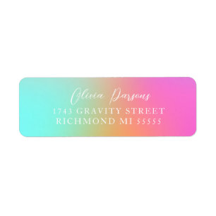 Trendig Ombre Rainbow Gradient Scripted Design Returadress Etikett