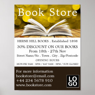 Trendig Open Bok, Bok Store Reklamation Poster