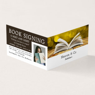 Trendig Open Bok, Publisher, Writer Bok signering Visitkort