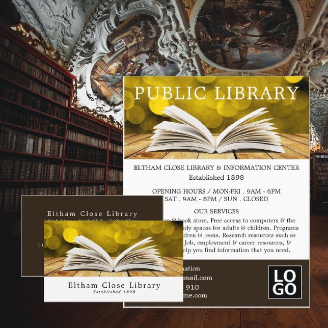 Trendig Open Bok, reklamen Bibliotek Flygblad (Skapare uppladdad)