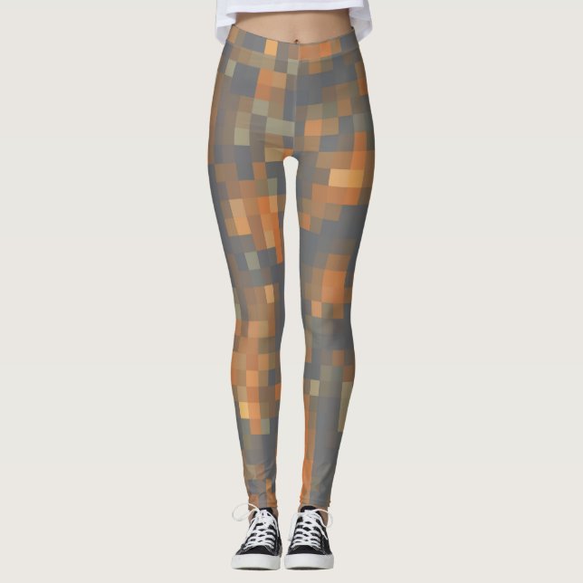 Trendig Orange Blue Rand Leggings (Framsida)