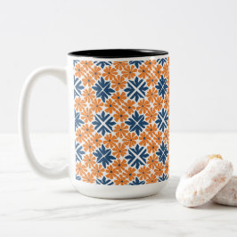 Trendig Orange Flowers Två-Tonad Mugg