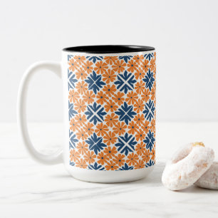 Trendig Orange Flowers Två-Tonad Mugg