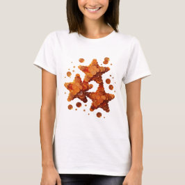 Trendig orange GYLLENE STJÄRNOR Djärv design T Shirt