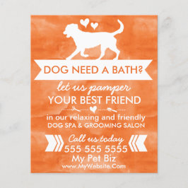 Trendig Orange Hund Grooming Flyer - anpassningsba