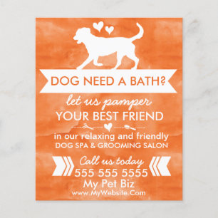 Trendig Orange Hund Grooming Flyer - anpassningsba