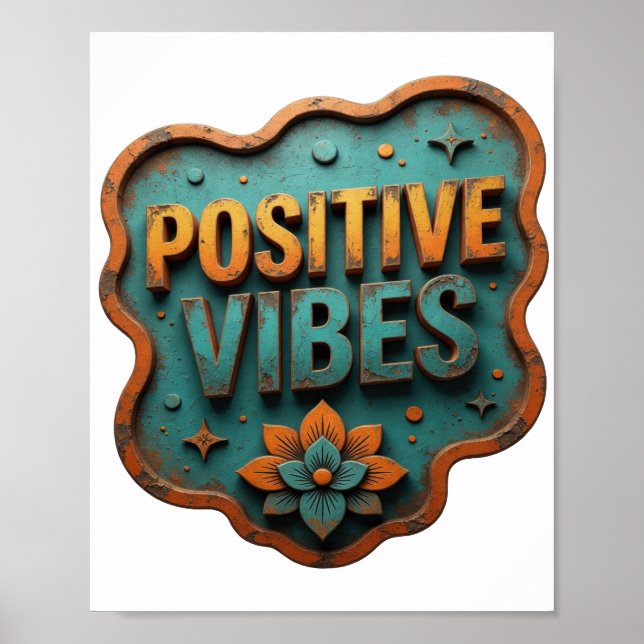 Trendig Orange POSITIVA VIBRATIONER Poster (Framsidan)
