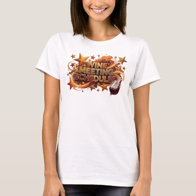 Trendig Orange VINMÖTE PLANERAT Slogan T-shirt (Framsida)