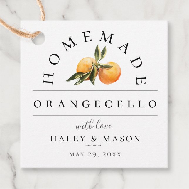 Trendig Orangecello Bröllop Gåvor Etiketter (Framsida)