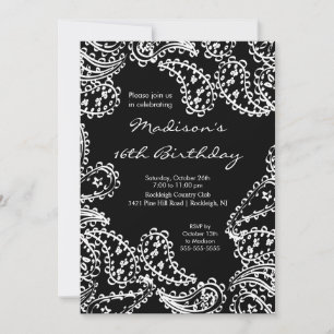 Trendig Paisley Sweet sixteen Birthday-inbjudan Inbjudningar