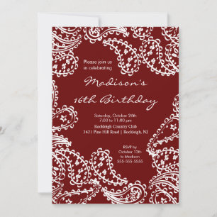 Trendig Paisley-Sweet sixteen födelsedagsinbjudan Inbjudningar