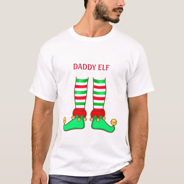 Trendig Pappa Elf-jul T Shirt (Framsida)