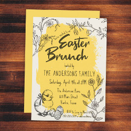 Trendig påskbrunch i gult inbjudningar