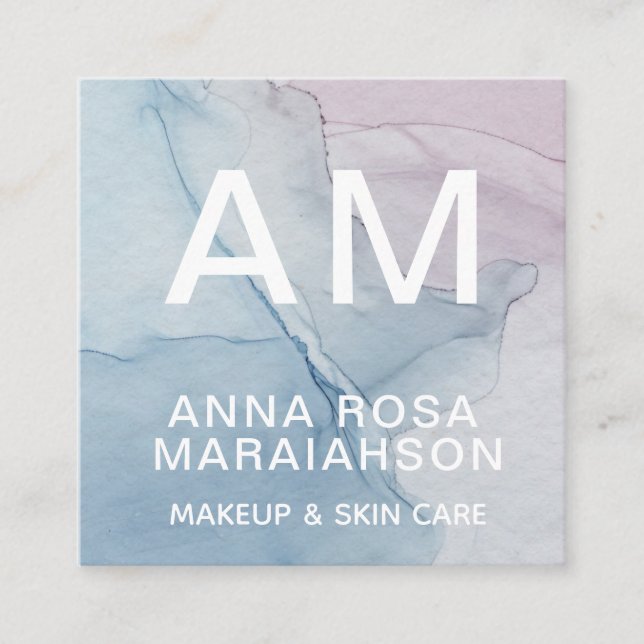 *~* Trendig Pastel Abstrakt Artsy QR LOGOTYP FOTO Fyrkantigt Visitkort (Framsida)