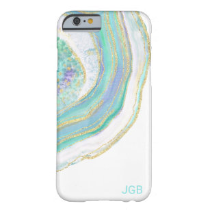 Trendig Pastel Aqua Agate med valfritt monogram Barely There iPhone 6 Fodral