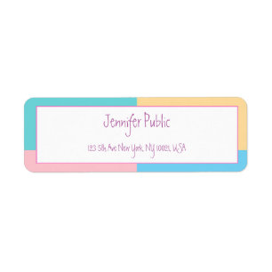 Trendig Pastel Färg Handskript Namn Modern Sleek Returadress Etikett