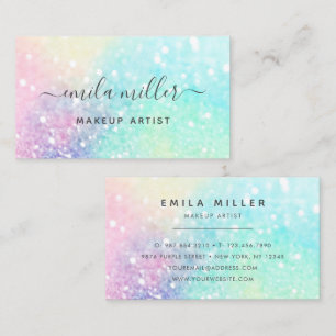 Trendig Pastel Glitter Makeup Artist Hair Salon Visitkort